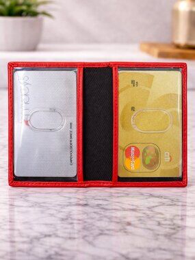 Men Genuine Leather Bifold Credit Card Case with RFID Blocking